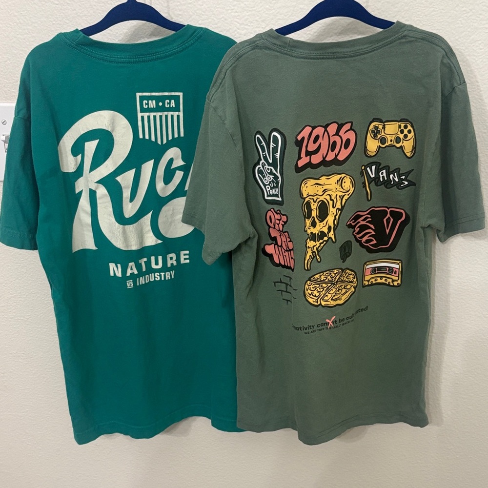 Bundle Vans/RVCA Kids Short Sleeve Tees - Teal & Olive Green